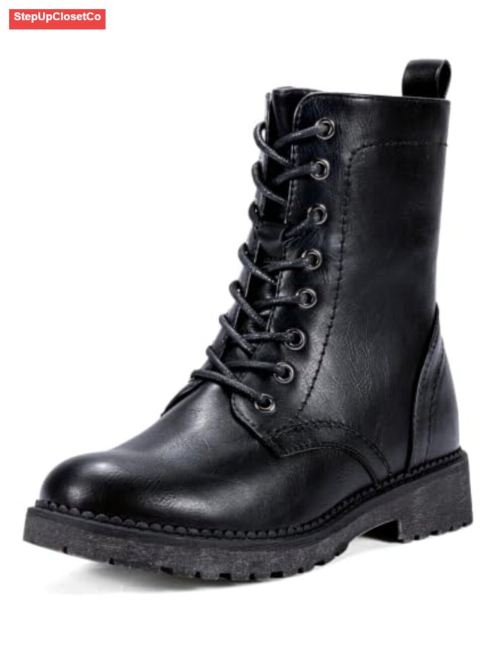 Women's Lace Up Combat Ankle Boots Low Heel Moto Fall Booties